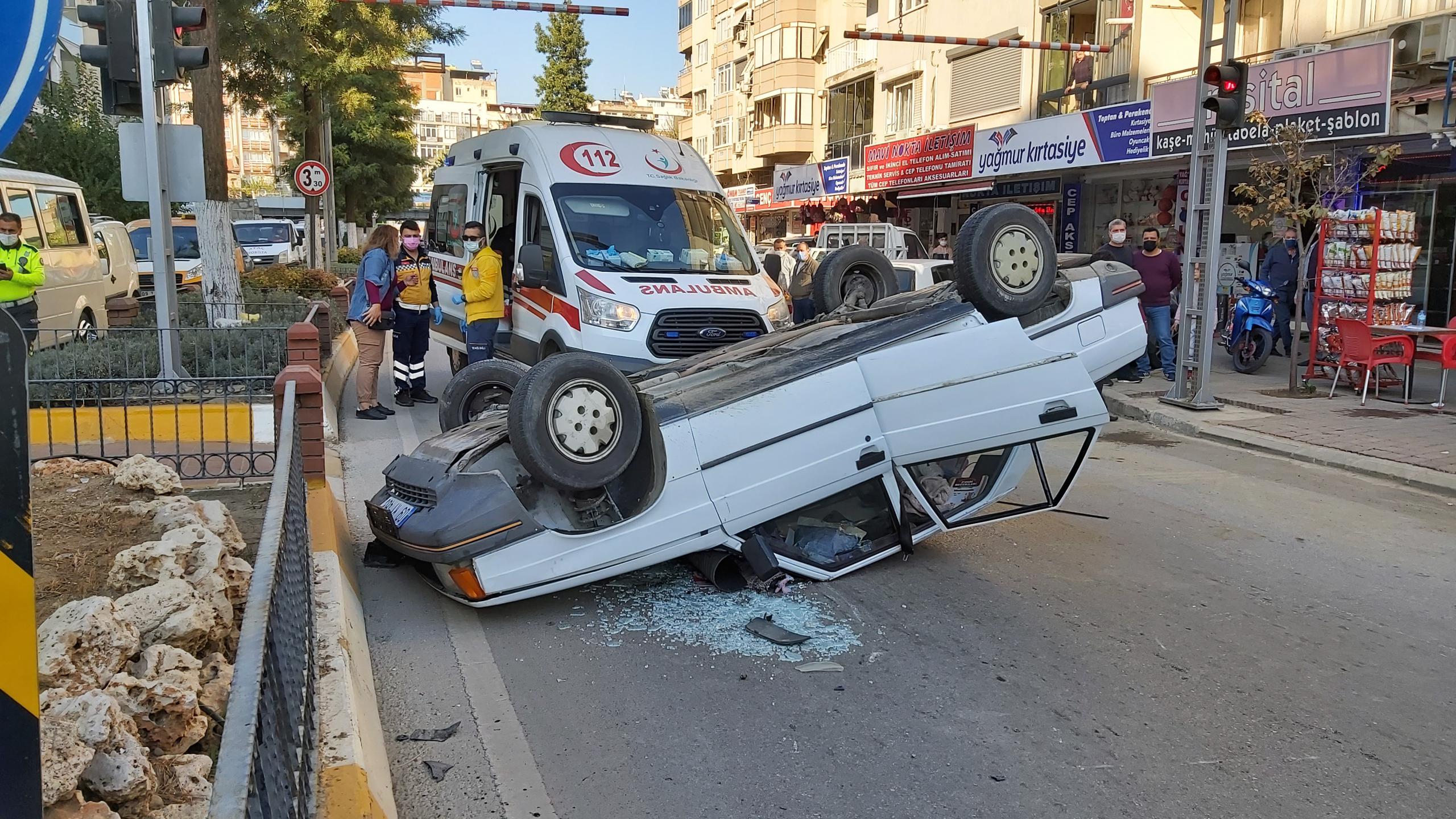Nazilli’de Araç Takla Attı; 1 Kişi Yaralandı